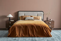 GlobeWest Elio Elfin Table Lamp - Umber - Linen, styled in a room setting