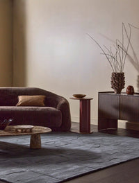 GlobeWest Rufus Dasha Footed Bowl - Dusty Rose Marble, styled in a room setting