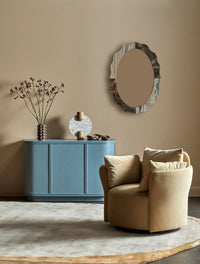 GlobeWest Rufus Link Marble Sculpture - Chocolate Marble, styled in a room setting