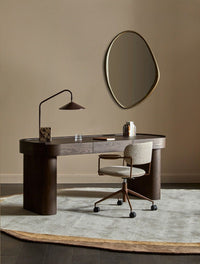 GlobeWest Sedona Scout Table Desk Lamp - Chocolate Marble - Matt Puce, styled in a room setting