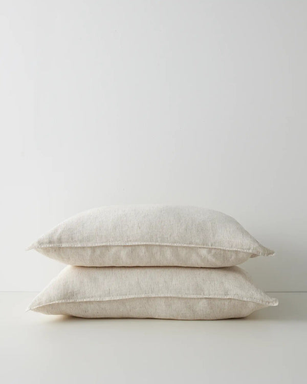 Pair of Weave Home Sova pillowcases in Savanna pinstripe pure linen