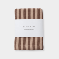 Chic and absorbent Styleware Between The Lines tea towel in choc malt striped cotton design