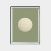 Minimalist golf ball print digital downloadable artwork in high resolution on muted green background