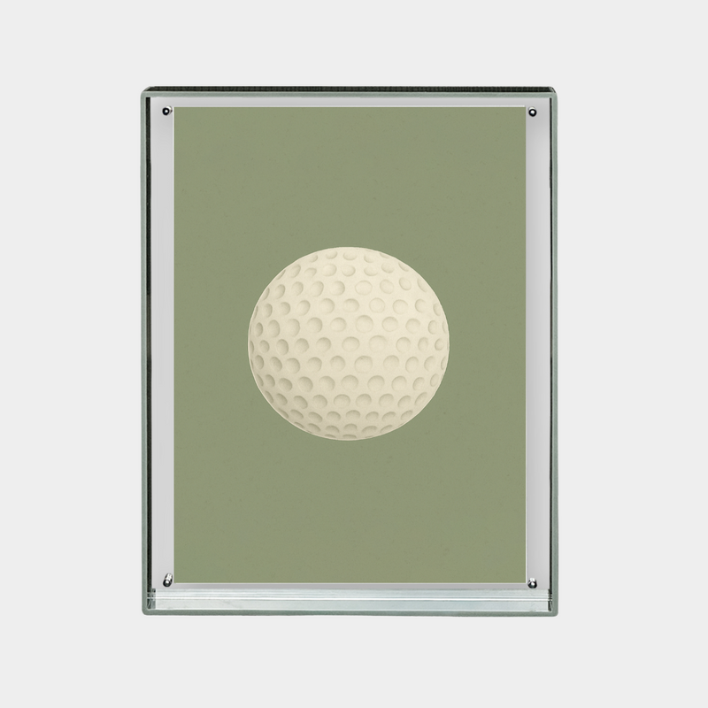 Minimalist golf ball print digital downloadable artwork in high resolution on muted green background
