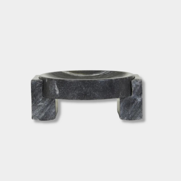 Rufus Hedra Bowl black marble sculptural geometric polished centerpiece
