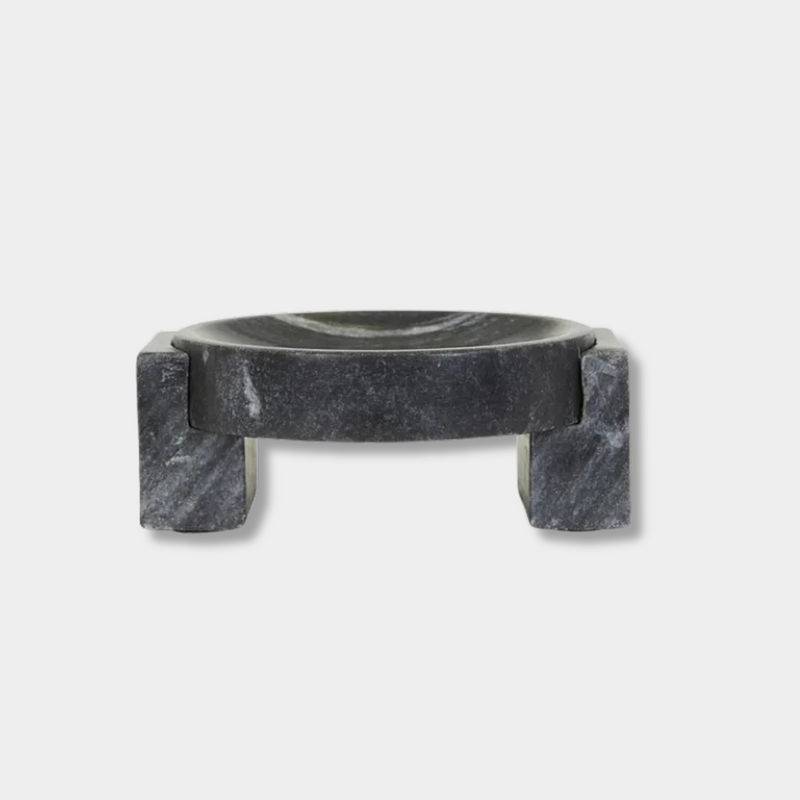 Rufus Hedra Bowl black marble sculptural geometric polished centerpiece