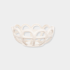 Rye Stoneware ceramic basket in white with woven design, multipurpose fruit bowl and egg holder.