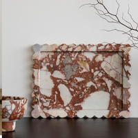 CoTheory Marble Tray, Scalloped Tray - Brown Calacatta