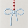 norsu STUDIO Christmas Ceramic Bow Ornament, Duck Egg Blue