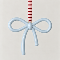 norsu STUDIO Christmas Ceramic Bow Ornament, Powder Blue