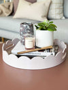 norsu Studio Round Scalloped Tray soft violet lacquered serving tray with scalloped edges and smooth glossy finish
