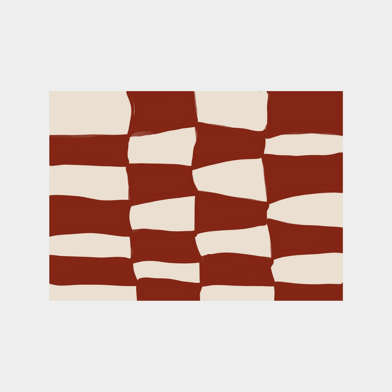 Abstract geometric pattern in rust red and beige, digital download printable art design.