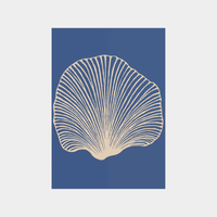 She Sells Sea Shells digital downloadable print of beige sea shell on navy blue background