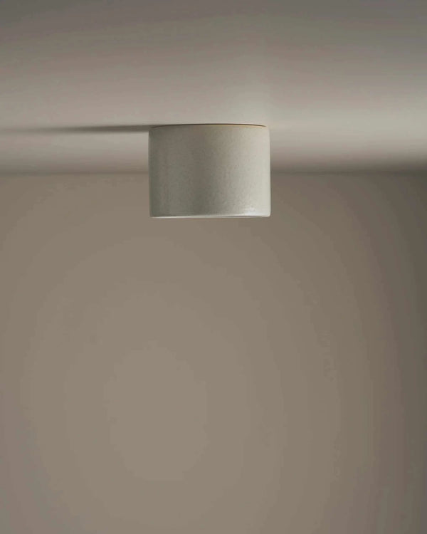 Robert Gordon Short Cylinder modern ceramic ceiling light in shale color mounted on ceiling