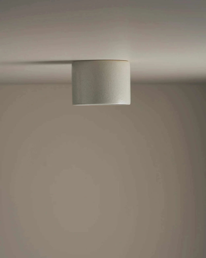 Robert Gordon Short Cylinder modern ceramic ceiling light in shale color mounted on ceiling