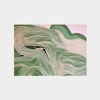 abstract green and beige flowing line artwork downloadable digital print with high resolution for versatile printing