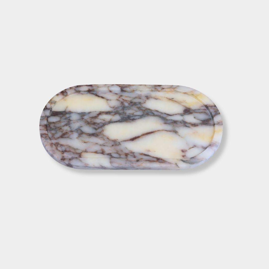 norsu Studio Viola Marble Oval Tray with purple veining from Duality collection