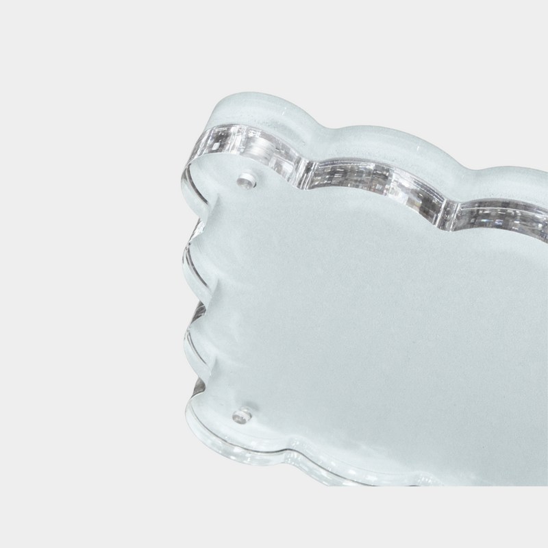 norsu Studio scalloped magnetic photo frame with blue background and acrylic finish