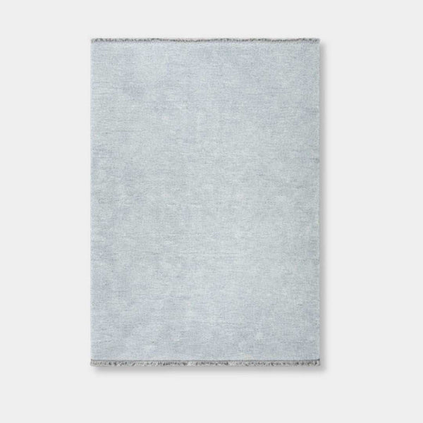 Powder Blue Baya Sandringham Floor Rug handknotted 100% wool with delicate fringe exclusive to Norsu