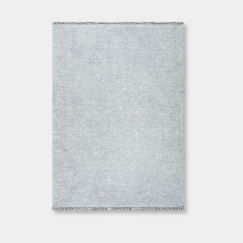 Powder Blue Baya Sandringham Floor Rug handknotted 100% wool with delicate fringe exclusive to Norsu