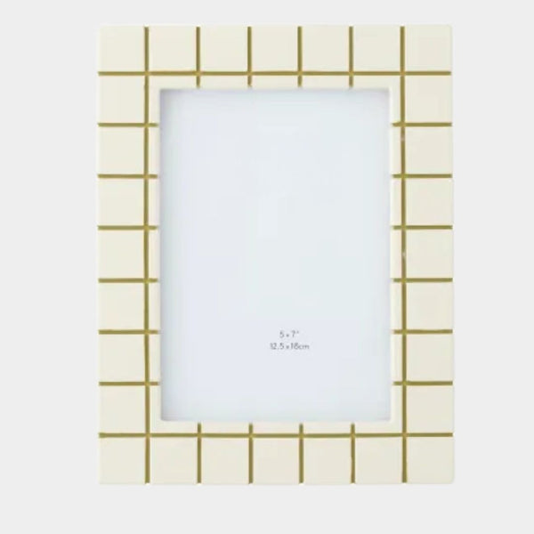 Clover Resin Photo Frame 5x7 - Ivory/Olive