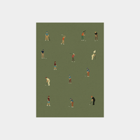 Minimalist digital downloadable On Par Golf Print featuring golfers on a green background, high-resolution 300 DPI artwork for wall decor.