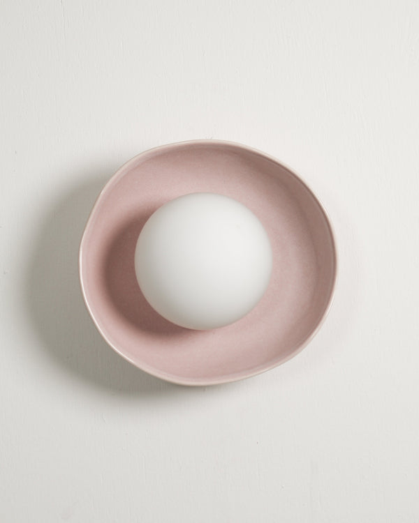 Robert Gordon Shell Wall Sconce ceramic wall light, hand glazed in Rose Quartz | norsu Interiors