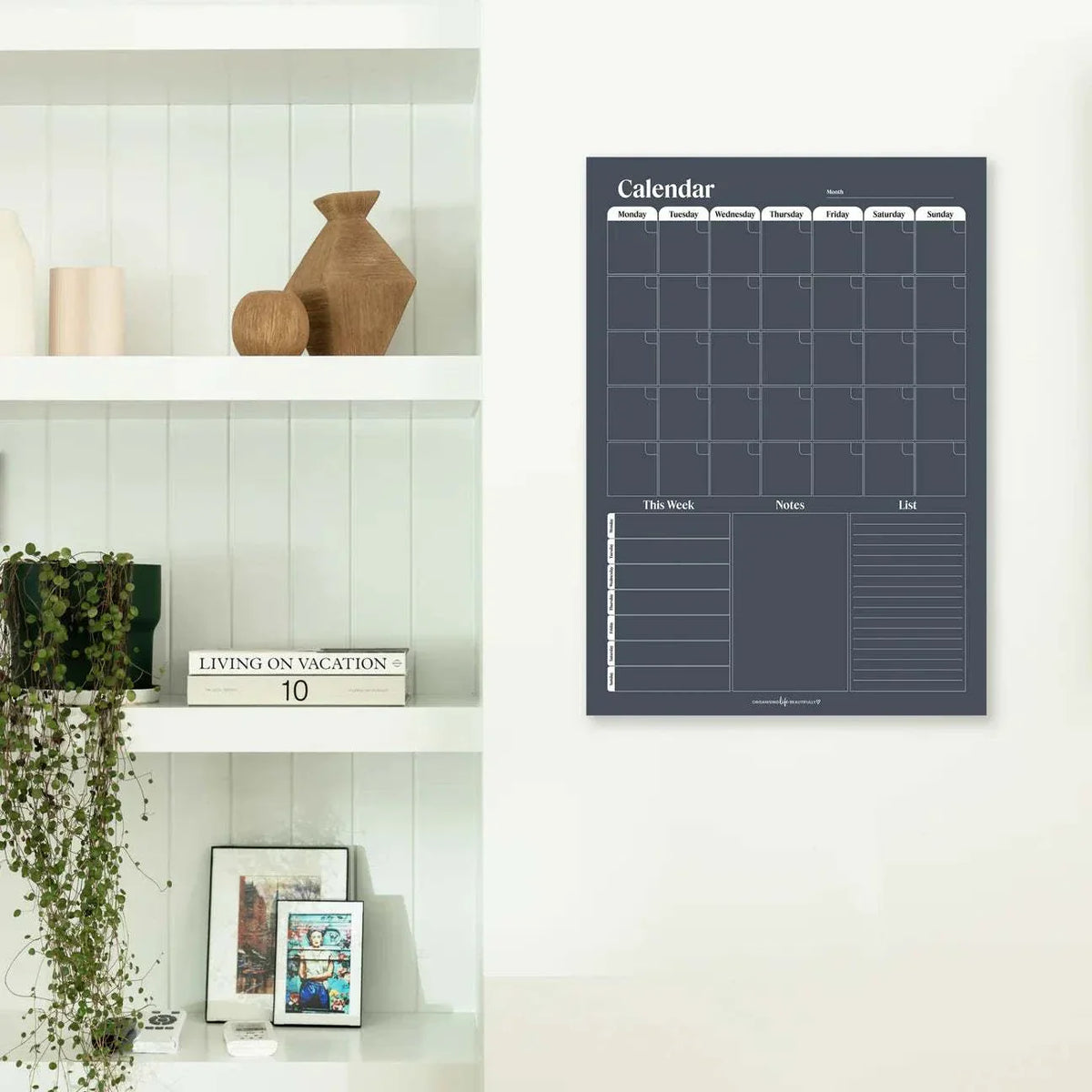 Organising Life Beautifully Magnet Multi Planner on wall with chalk marker and application tool