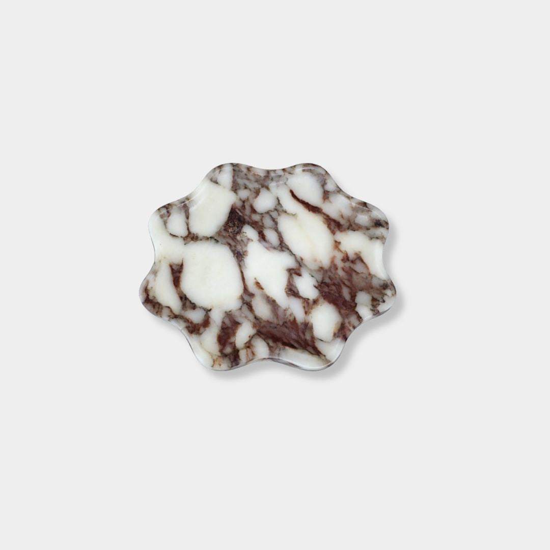 norsu STUDIO Viola marble wavy oval tray with purple veining from Duality Collection