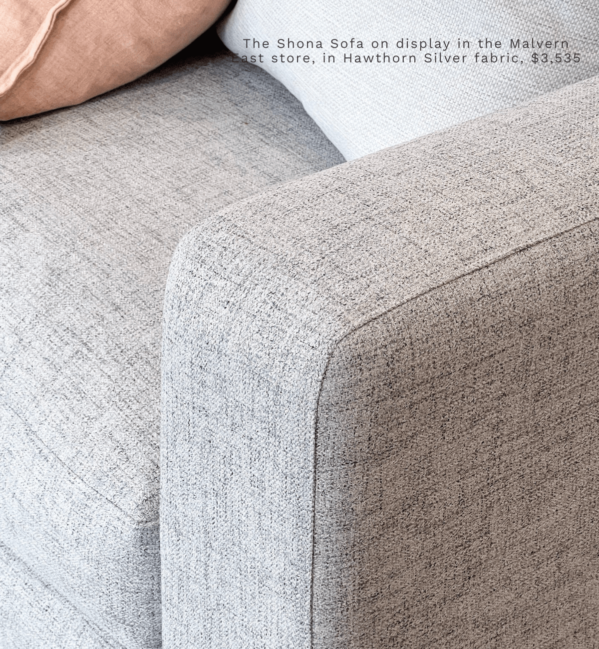 Molmic Sofas 3 Seater Molmic Shona sofa, 3 Seater, Hawthorn Silver Fabic with Oak Timber Legs AVAILABLE FOR IMMEDIATE PICK UP