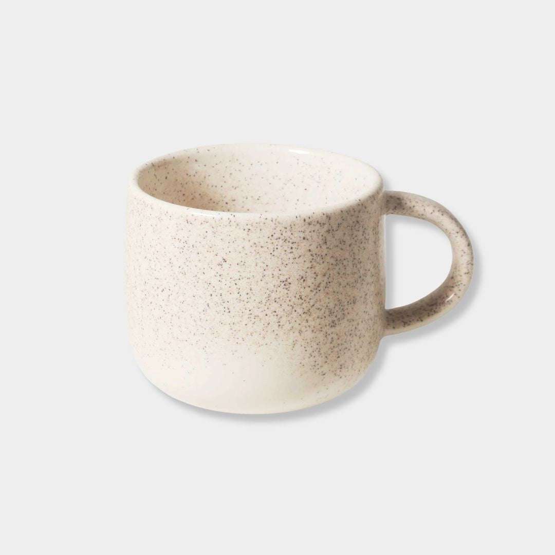 Set of four Robert Gordon My Mugs with celestial glaze and speckled design