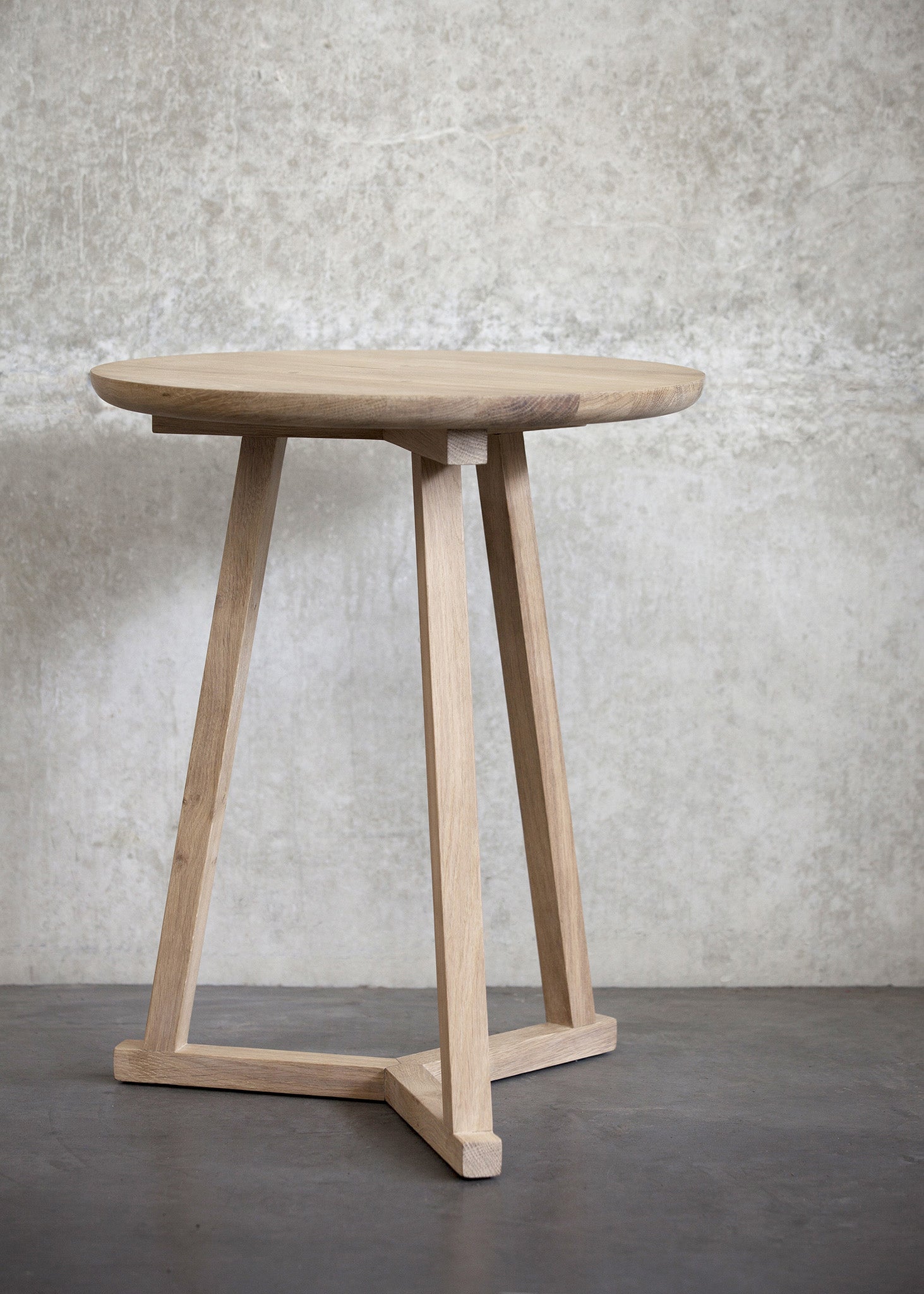 Ethnicraft Side Table - Tripod Oak, styled in a room setting