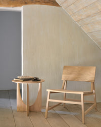 Ethnicraft Oak Geometric Side Table - Oak — styled in a room setting