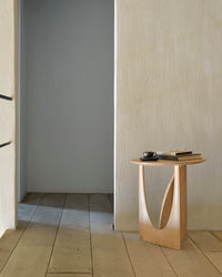 Ethnicraft Oak Geometric Side Table - Oak — styled in a room setting