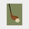 On the Green Golf Print digital downloadable artwork of golf club and ball on green background