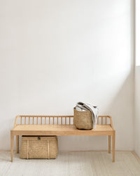 Ethnicraft Spindle Bench Seat, Natural Oak, styled in a room setting