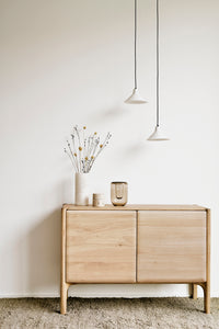 Ethnicraft Oak PI sideboard - 2 Doors, styled in a room setting