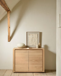 Ethnicraft Oak Shadow Sideboard, styled in a room setting