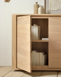 Ethnicraft Oak Shadow Sideboard, styled in a room setting