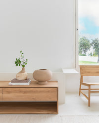 Ethnicraft Nordic Entertainment Unit, styled in a room setting