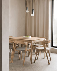 Ethnicraft Bok Extendable Dining Table - Oak, styled in a room setting