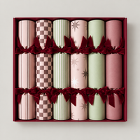 norsu STUDIO Christmas Crackers, Green/Blush/Burgundy – Set of 6