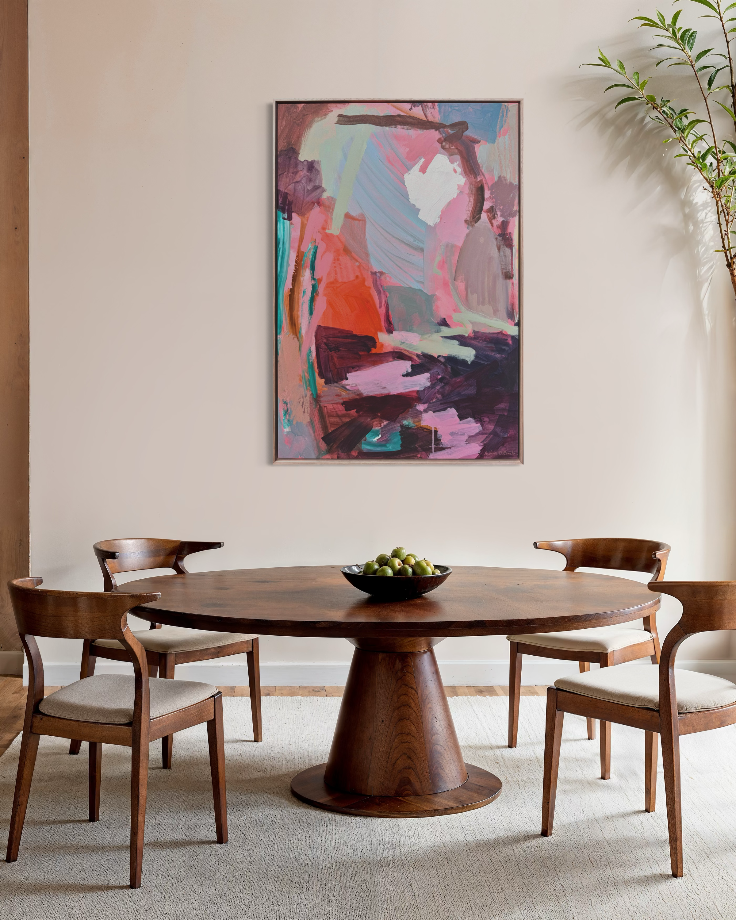 She Dreams in Colour abstract canvas art print by Prudence Demarchi - styled interior