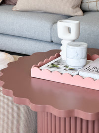 norsu STUDIO Rectangular Scalloped Tray – 43 × 33 cm, Ochre Pink