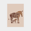 Just Like Mum Zebra Print digital downloadable art featuring mother and baby zebra illustration on beige background