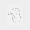 minimalist digital downloadable art print of a woman's back outline in black on white background