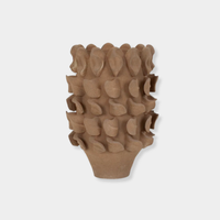 GlobeWest Forme Hyacinth Vase in flaxen sculptural porcelain with textured design