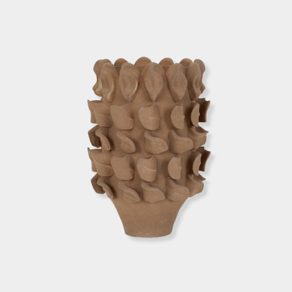 GlobeWest Forme Hyacinth Vase in flaxen sculptural porcelain with textured design