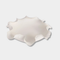 White ceramic Lottie Decorative Bowl with organic ruffled edges and matte finish, 34cm centerpiece for modern minimalist décor