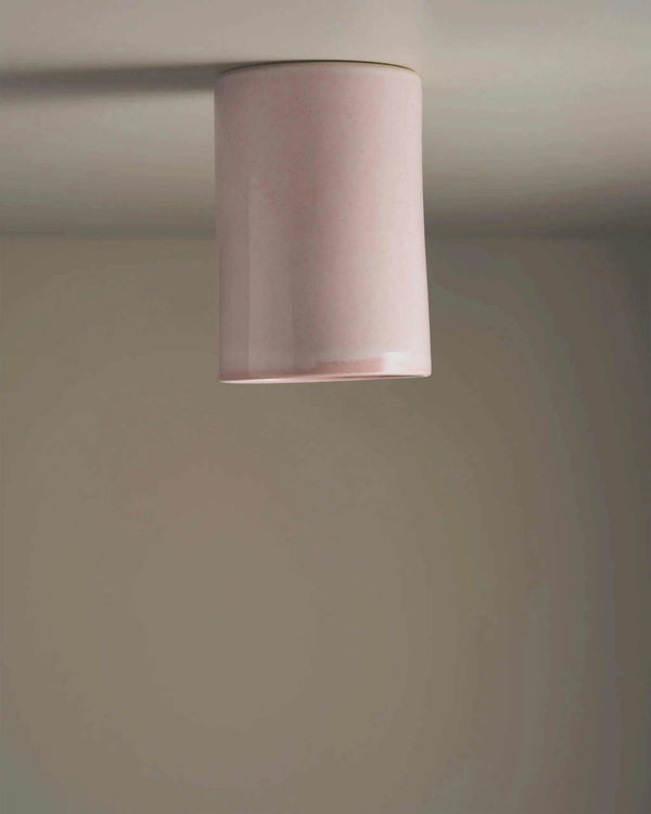 Robert Gordon Tall Cylinder ceiling light, rose quartz | Norsu Interiors
